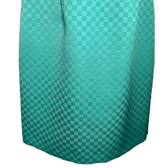 Tahari X Arthur S. Levine Aqua Checkered Green Belted Structured Sheath Dress - Picture 4 of 9